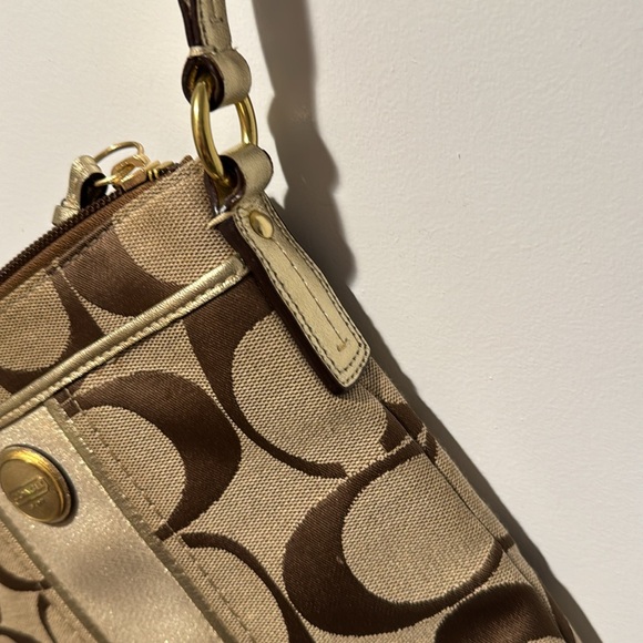 Vintage Signature Tan Gold Stripe Coach Swingback - Picture 12 of 16